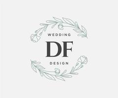 colección de logotipos de monograma de boda con letras iniciales df, plantillas florales y minimalistas modernas dibujadas a mano para tarjetas de invitación, guardar la fecha, identidad elegante para restaurante, boutique, café en vector