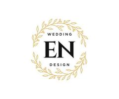 EN Initials letter Wedding monogram logos collection, hand drawn modern minimalistic and floral templates for Invitation cards, Save the Date, elegant identity for restaurant, boutique, cafe in vector