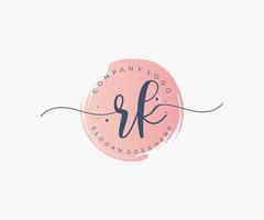 Initial RK feminine logo. Usable for Nature, Salon, Spa, Cosmetic and Beauty Logos. Flat Vector Logo Design Template Element.