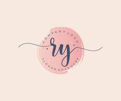 Initial RY feminine logo. Usable for Nature, Salon, Spa, Cosmetic and Beauty Logos. Flat Vector Logo Design Template Element.