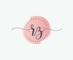 Initial RZ feminine logo. Usable for Nature, Salon, Spa, Cosmetic and Beauty Logos. Flat Vector Logo Design Template Element.