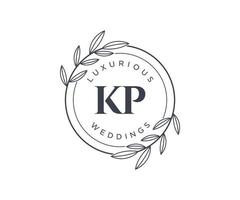 KP Initials letter Wedding monogram logos template, hand drawn modern minimalistic and floral templates for Invitation cards, Save the Date, elegant identity. vector