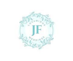 JF Initials letter Wedding monogram logos template, hand drawn modern minimalistic and floral templates for Invitation cards, Save the Date, elegant identity. vector