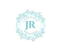 JR Initials letter Wedding monogram logos template, hand drawn modern minimalistic and floral templates for Invitation cards, Save the Date, elegant identity. vector