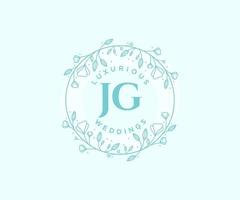 JG Initials letter Wedding monogram logos template, hand drawn modern minimalistic and floral templates for Invitation cards, Save the Date, elegant identity. vector