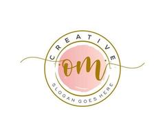 initial OM Feminine logo beauty monogram and elegant logo design, handwriting logo of initial signature, wedding, fashion, floral and botanical with creative template. vector