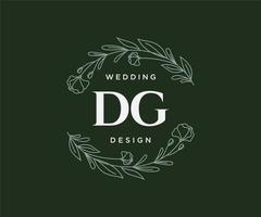 colección de logotipos de monograma de boda con letras iniciales dg, plantillas florales y minimalistas modernas dibujadas a mano para tarjetas de invitación, guardar la fecha, identidad elegante para restaurante, boutique, café en vector