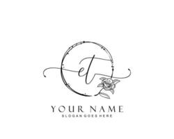 Initial ET beauty monogram and elegant logo design, handwriting logo of initial signature, wedding, fashion, floral and botanical with creative template. vector