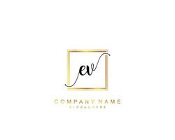 Initial EV beauty monogram and elegant logo design, handwriting logo of initial signature, wedding, fashion, floral and botanical with creative template. vector