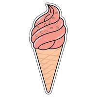 cute ice cream sticker grahphic vector