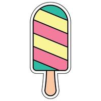 cute ice cream sticker grahphic vector