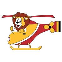 cute animal cartoon ride helicopter vector