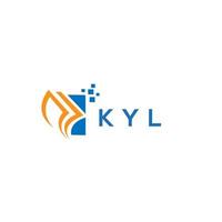 diseño de logotipo de contabilidad de reparación de crédito kyl sobre fondo blanco. concepto de logotipo de letra de gráfico de crecimiento de iniciales creativas kyl. diseño del logotipo de finanzas empresariales kyl. vector