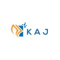 diseño de logotipo de contabilidad de reparación de crédito kaj sobre fondo blanco. concepto de logotipo de letra de gráfico de crecimiento de iniciales creativas kaj. diseño del logotipo de finanzas empresariales kaj. vector