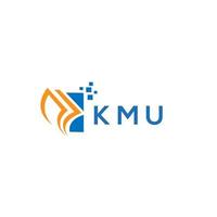 diseño de logotipo de contabilidad de reparación de crédito kmu sobre fondo blanco. kmu creative iniciales gráfico de crecimiento letra logo concepto. diseño del logotipo de finanzas empresariales kmu. vector