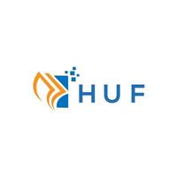 diseño de logotipo de contabilidad de reparación de crédito huf sobre fondo blanco. concepto de logotipo de letra de gráfico de crecimiento de iniciales creativas de huf. diseño del logotipo de finanzas empresariales huf. vector