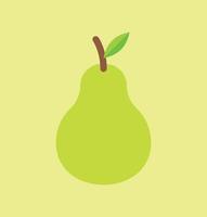 Green pear isolated on pear color background.Whole tasty organic fruit. Illustration for any design. vector