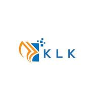 diseño de logotipo de contabilidad de reparación de crédito klk sobre fondo blanco. klk iniciales creativas gráfico de crecimiento letra logo concepto. diseño del logotipo de finanzas empresariales klk. vector