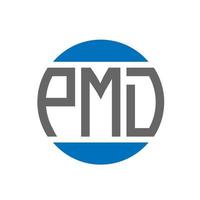 diseño de logotipo de letra pmd sobre fondo blanco. concepto de logotipo de círculo de iniciales creativas de pmd. diseño de letras pmd. vector