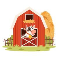 Farm Scene With Cartoon Animals vector