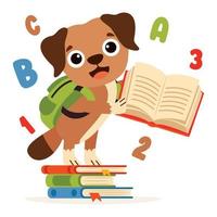 Education Illustration With Cartoon Dog vector