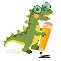 Education Illustration With Cartoon Dinosaur vector