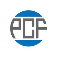 diseño de logotipo de letra pcf sobre fondo blanco. concepto de logotipo de círculo de iniciales creativas pcf. diseño de letras pcf. vector