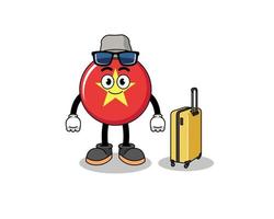 vietnam flag mascot doing vacation vector