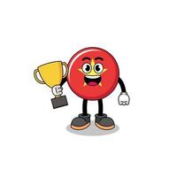 Cartoon mascot of vietnam flag holding a trophy vector