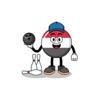 Mascot of yemen flag as a bowling player vector