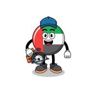 Cartoon Illustration of UAE flag as a woodworker vector