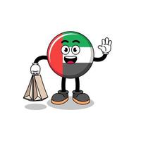 dibujos animados de las compras de la bandera de los emiratos árabes unidos vector