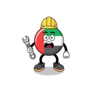 ilustración de personaje de la bandera de los emiratos árabes unidos con error 404 vector