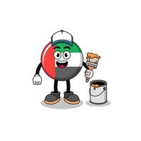 Character mascot of UAE flag as a painter vector