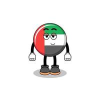 UAE flag cartoon couple with shy pose vector