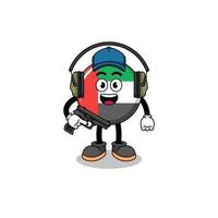 Character mascot of UAE flag doing shooting range vector