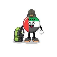 Illustration of UAE flag mascot as a hiker vector