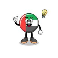 UAE flag cartoon with get an idea pose vector