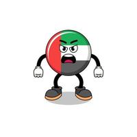 UAE flag cartoon illustration with angry expression vector