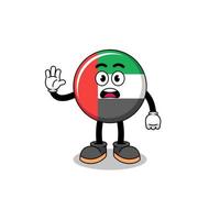 UAE flag cartoon illustration doing stop hand vector