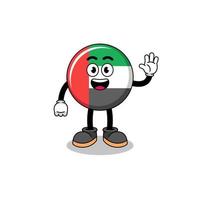 UAE flag cartoon doing wave hand gesture vector