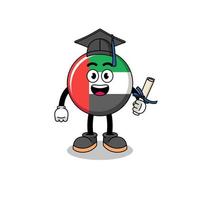 UAE flag mascot with graduation pose vector