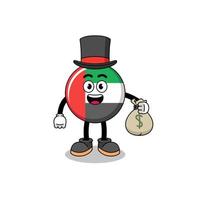 UAE flag mascot illustration rich man holding a money sack vector