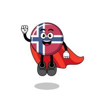 dibujos animados de bandera de noruega con superhéroe volador vector