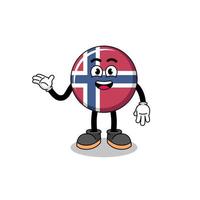 dibujos animados de bandera de noruega con pose de bienvenida vector