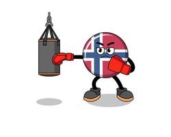 ilustración, de, bandera noruega, boxeador vector