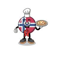 Illustration of norway flag as an italian chef vector