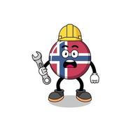 ilustración de personaje de la bandera de noruega con error 404 vector