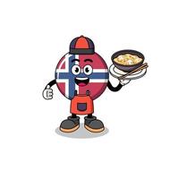 ilustración de la bandera de noruega como chef asiático vector