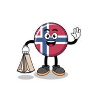 Cartoon of norway flag shopping vector